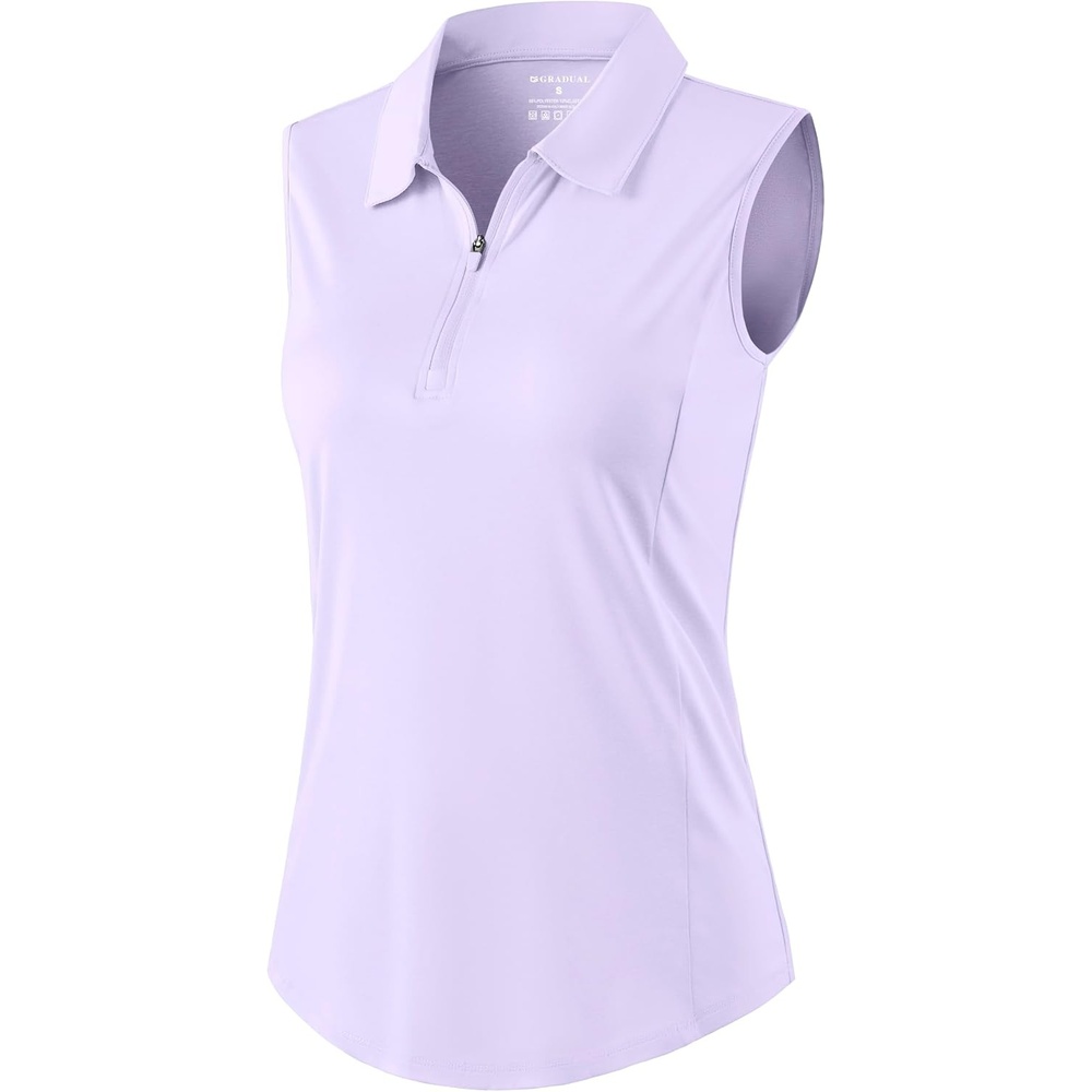 image:imageG Gradual Womens Golf Shirts Lightweight 14 Zip Collared Tank TopHeather Light Purple