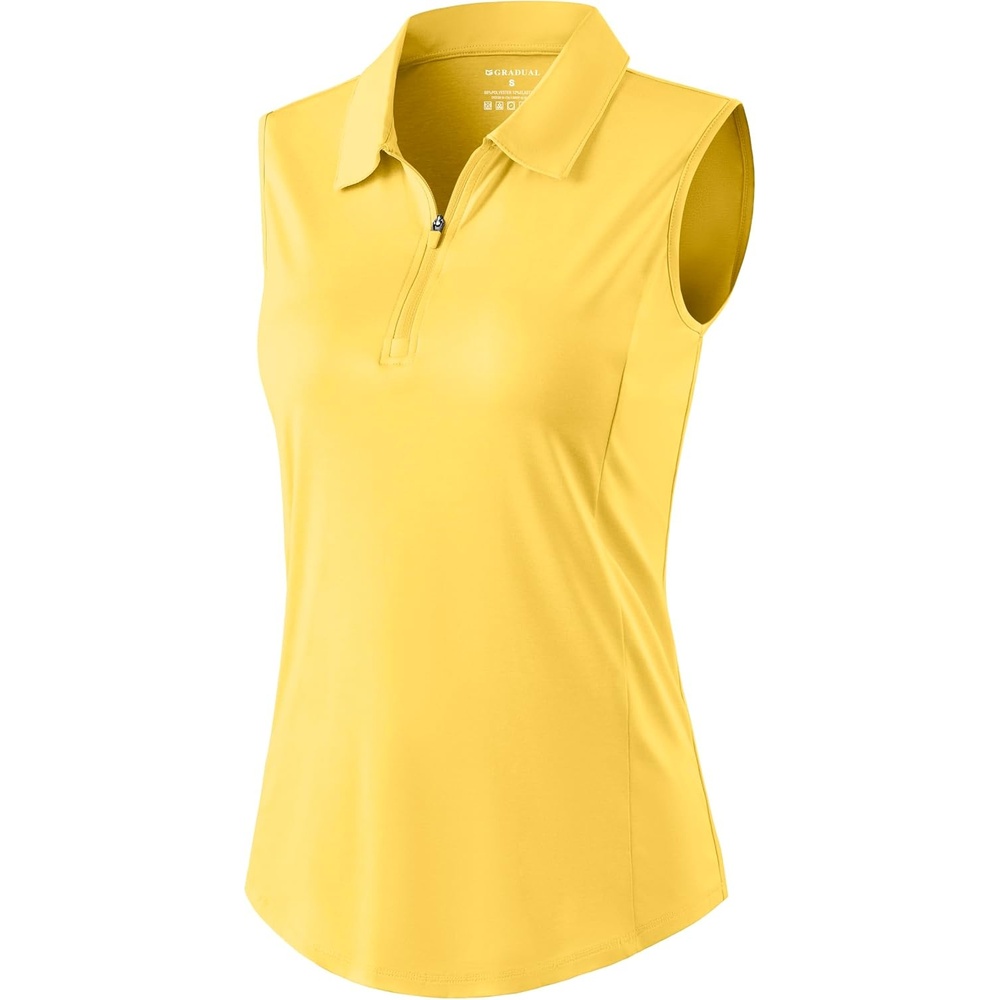 image:imageG Gradual Womens Golf Shirts Lightweight 14 Zip Collared Tank TopHeather Yellow