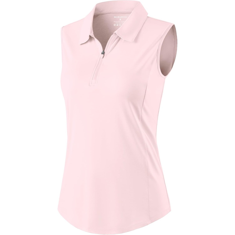 image:imageG Gradual Womens Golf Shirts Lightweight 14 Zip Collared Tank TopPeach