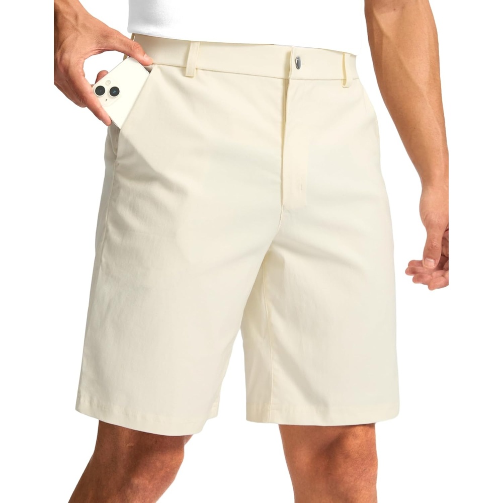 image:imageMens Golf Dress Shorts 5 7 9 Stretch Casual Work ShortsBeigeL9 W34