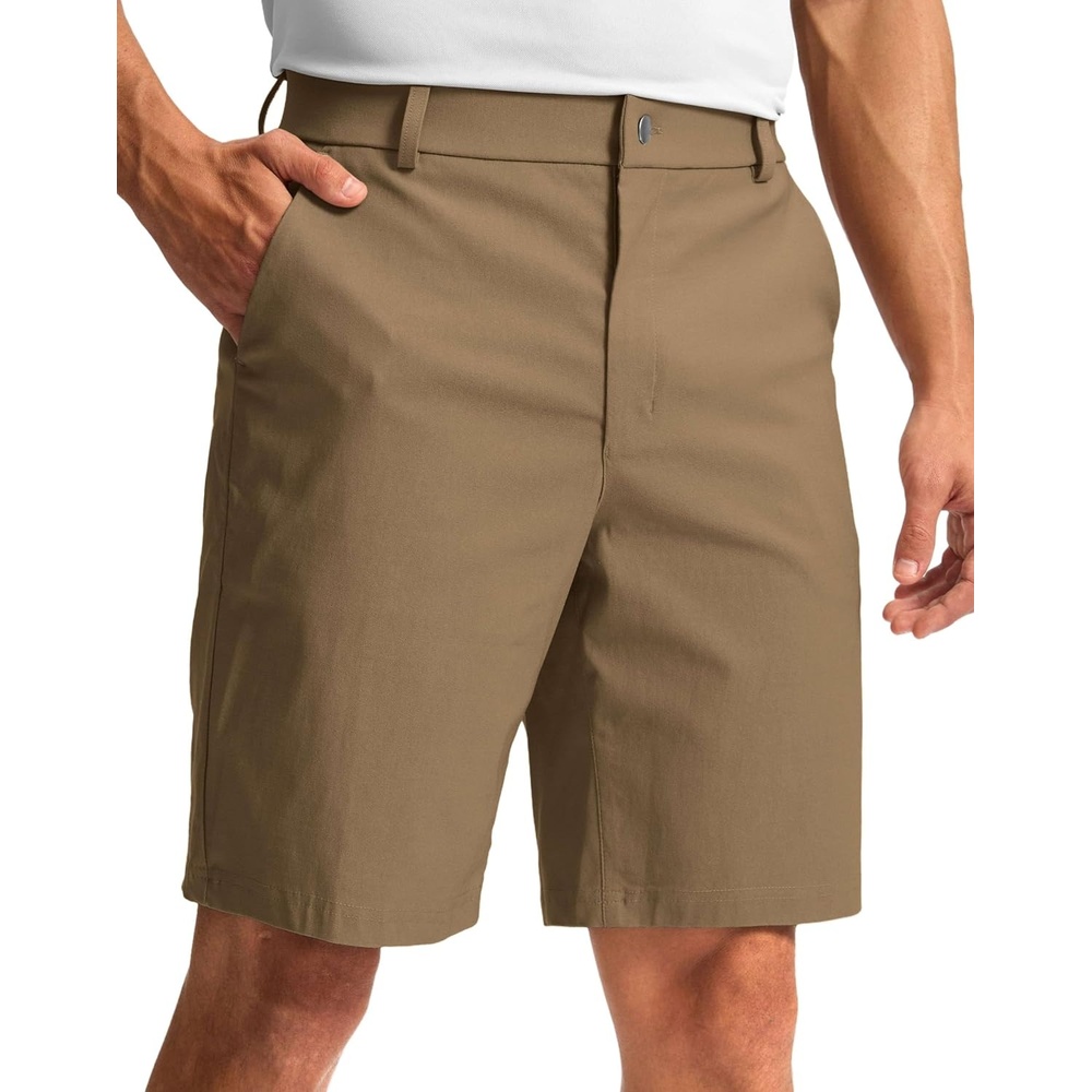 image:imageMens Golf Dress Shorts 9 Stretch Casual Work ShortsDark KhakiL9 W40