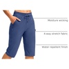 G Gradual Women’s 15” Long Shorts Below The Knee Hiking Capris(Blue)