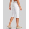 G Gradual Women’s 15” Long Shorts Below The Knee Hiking Capris(D-white)