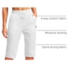 G Gradual Women’s 15” Long Shorts Below The Knee Hiking Capris(D-white)