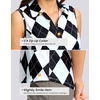 G Gradual Women’s Golf Shirts Lightweight 1/4 Zip Collared Tank Top(Grey Argyle)