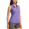 G Gradual Women’s Golf Shirts Lightweight 1/4 Zip Collared Tank Top(Heather Dark Purple)
