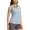 G Gradual Women’s Golf Shirts Lightweight 1/4 Zip Collared Tank Top(Heather Grey Blue)
