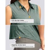 G Gradual Women’s Golf Shirts Lightweight 1/4 Zip Collared Tank Top(Heather Grey Sage)