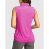 G Gradual Women’s Golf Shirts Lightweight 1/4 Zip Collared Tank Top(Heather Rose)