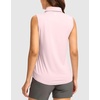 G Gradual Women’s Golf Shirts Lightweight 1/4 Zip Collared Tank Top(Peach)