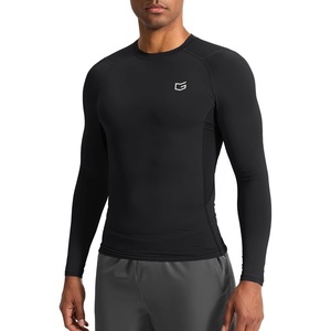 G Gradual Mens Compression Shirt Long Sleeve Moisture Wicking Running Tops(Black)