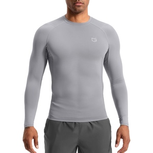 G Gradual Mens Compression Shirt Long Sleeve Moisture Wicking Running Tops(Light Grey)