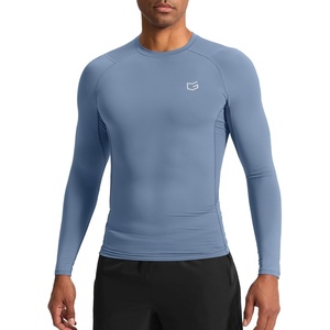 G Gradual Mens Compression Shirt Long Sleeve Moisture Wicking Running Tops(Slate Blue)