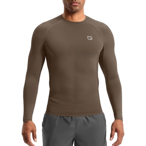 G Gradual Mens Compression Shirt Long Sleeve Moisture Wicking Running Tops(Taupe)
