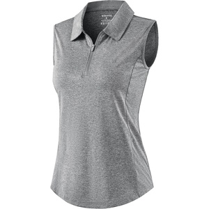 G Gradual Women’s Golf Shirts Lightweight 1/4 Zip Collared Tank Top(Heather Grey)