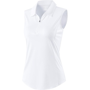 G Gradual Women’s Golf Shirts Lightweight 1/4 Zip Collared Tank Top(Heather White)
