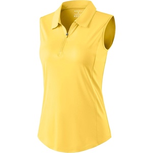 G Gradual Women’s Golf Shirts Lightweight 1/4 Zip Collared Tank Top(Heather Yellow)