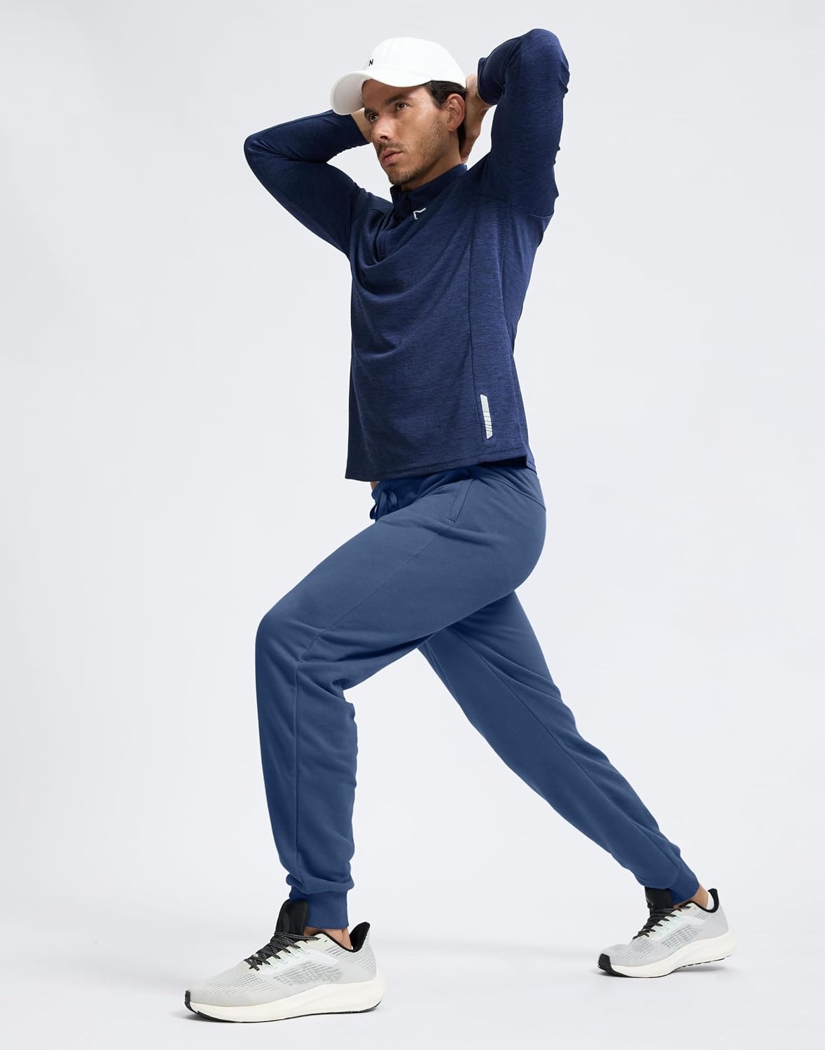 image:imageG Gradual Mens Fleece Lined Cotton Joggers with Zipper Pockets Warm PantsPeacock Blue