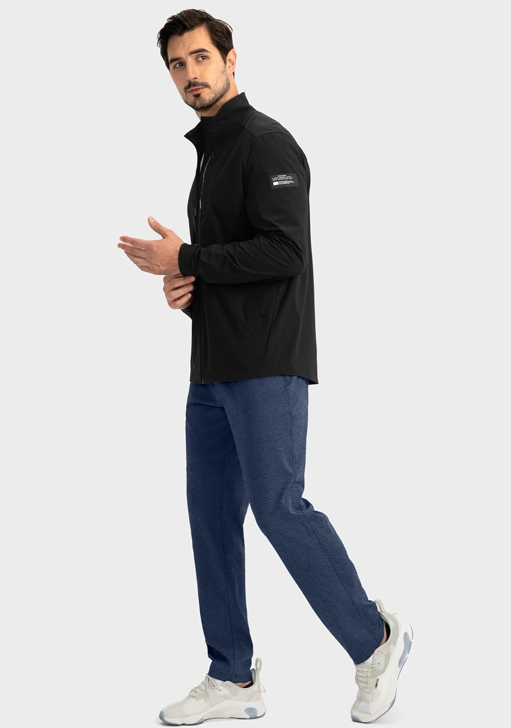 image:imageG Gradual Mens Sweatpants with 3 Zipper Pockets Tapered Joggers for MenC Heathered Academy Blue