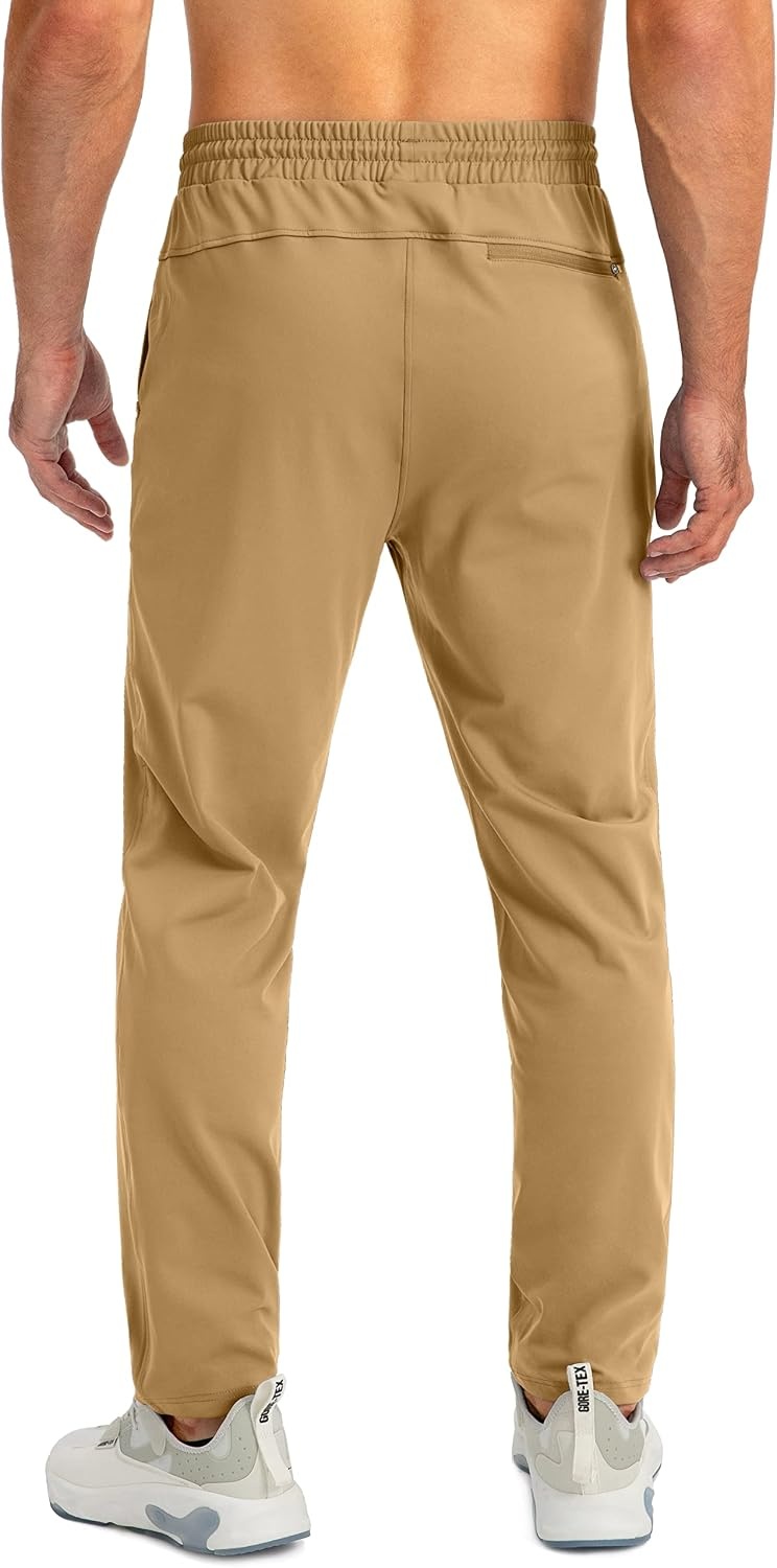 image:imageG Gradual Mens Sweatpants with 3 Zipper Pockets Tapered Joggers for MenDark Khaki