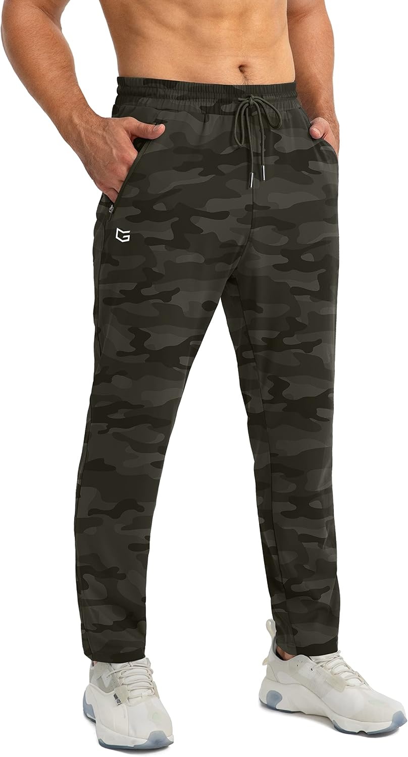 image:imageG Gradual Mens Sweatpants with 3 Zipper Pockets Tapered Joggers for MenGreen Camo