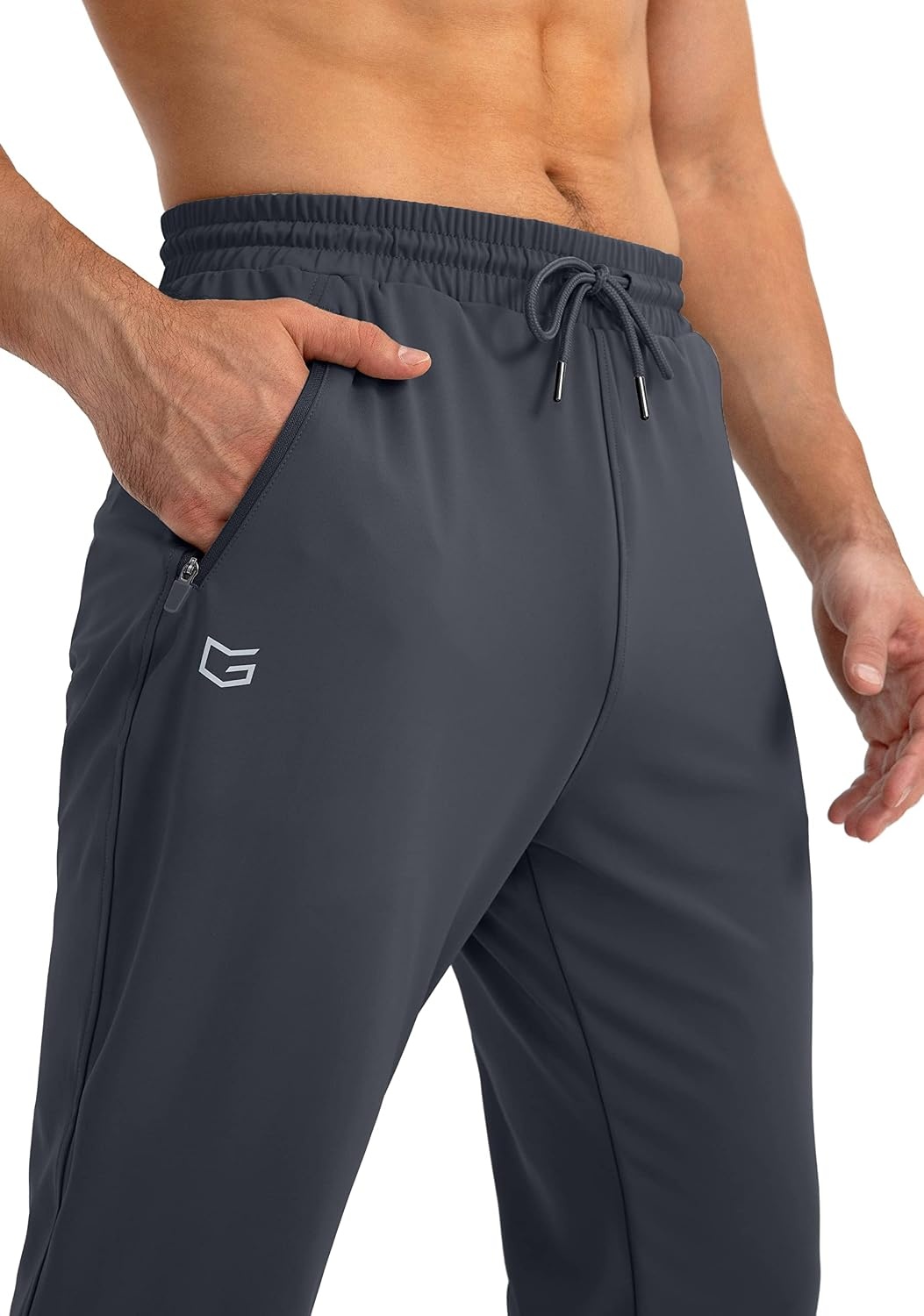 image:imageG Gradual Mens Sweatpants with 3 Zipper Pockets Tapered Joggers for MenGrey