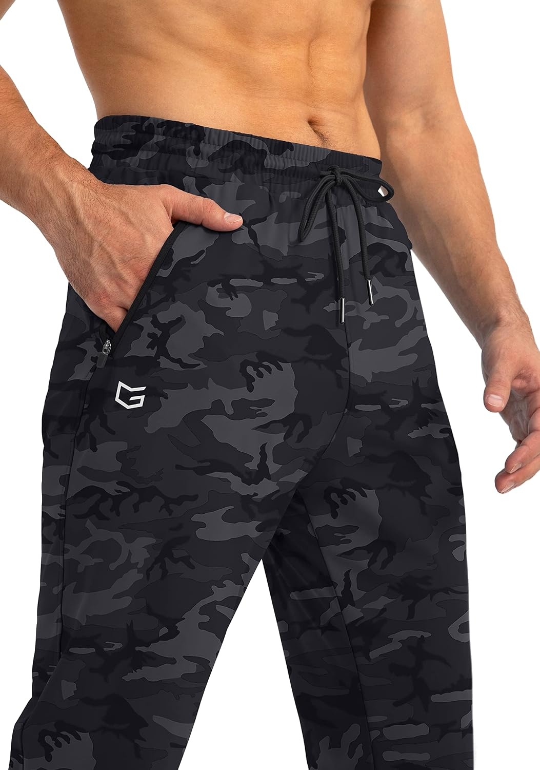 image:imageG Gradual Mens Sweatpants with 3 Zipper Pockets Tapered Joggers for MenGrey Camo