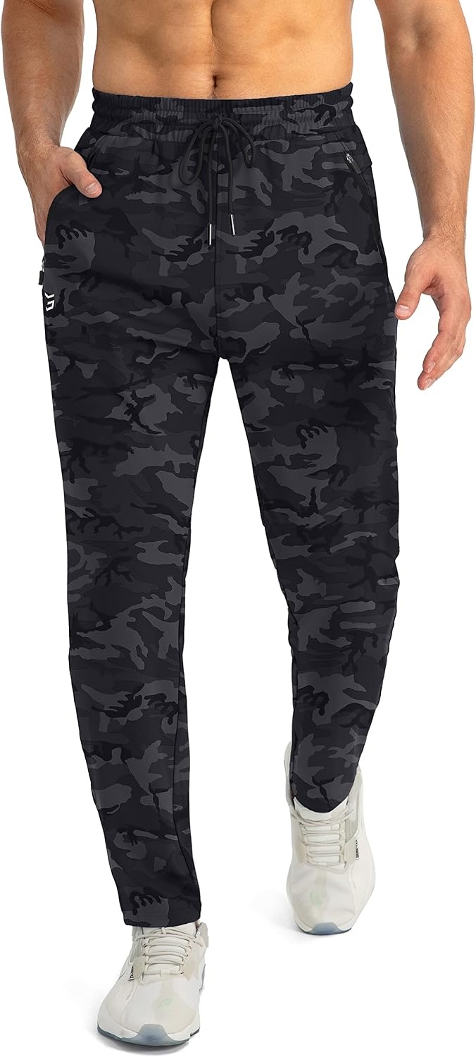 image:imageG Gradual Mens Sweatpants with 3 Zipper Pockets Tapered Joggers for MenGrey Camo