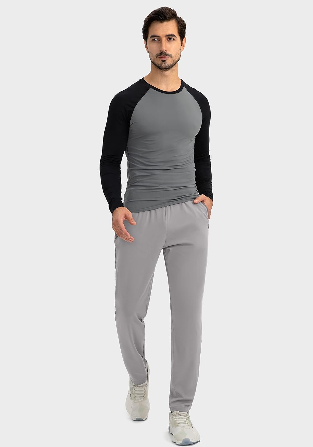 image:imageG Gradual Mens Sweatpants with 3 Zipper Pockets Tapered Joggers for MenLight Grey
