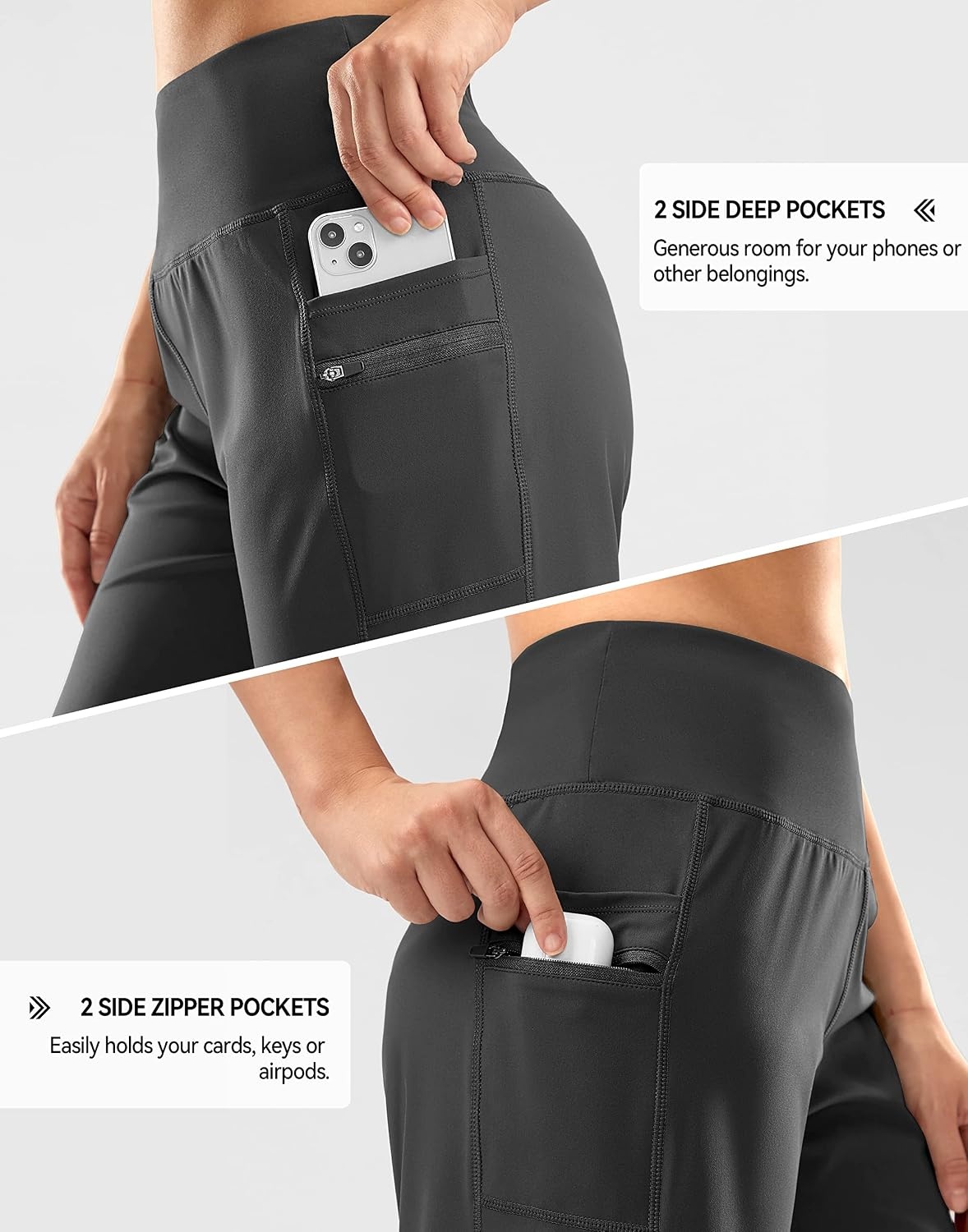 image:imageG Gradual Womens 9 Bermuda Long Shorts with Zipper PocketsDark Grey