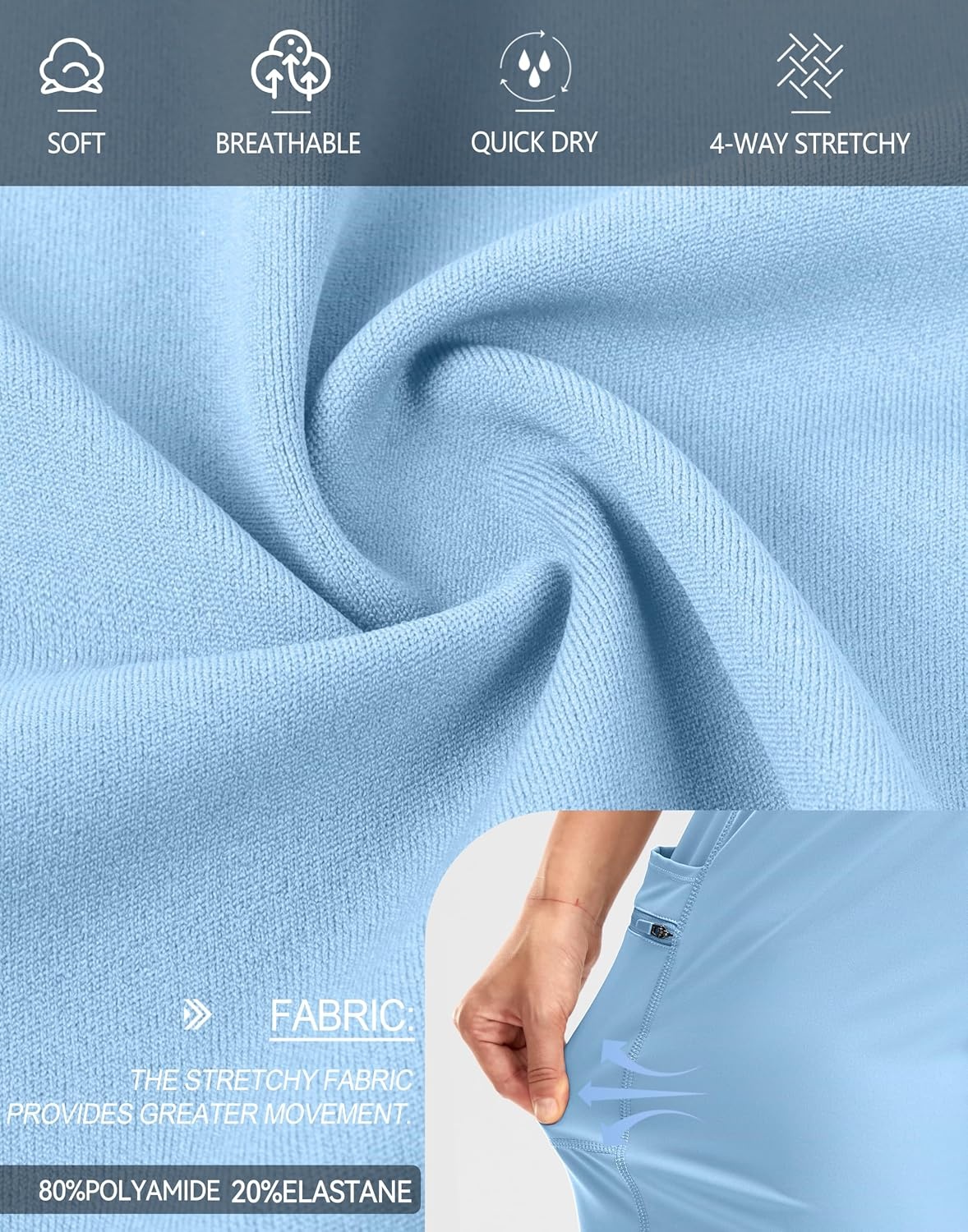 image:imageG Gradual Womens 9 Bermuda Long Shorts with Zipper PocketsLight Blue