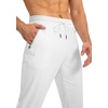 G Gradual Men’s Sweatpants with 3 Zipper Pockets Tapered Joggers for Men(White)