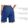 G Gradual Women’s 9″ Bermuda Long Shorts with Zipper Pockets(Blue)