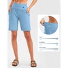 G Gradual Women’s 9″ Bermuda Long Shorts with Zipper Pockets(Light Blue)