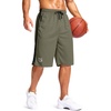G Gradual Men’s 11″ Long Basketball Gym Shorts with Zipper Pockets(Sage)