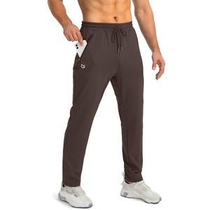 G Gradual Men’s Sweatpants with 3 Zipper Pockets Tapered Joggers for Men(Brown)