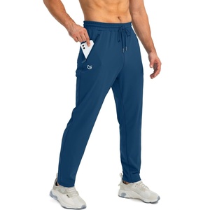 G Gradual Men’s Sweatpants with 3 Zipper Pockets Tapered Joggers for Men(Dark Blue)
