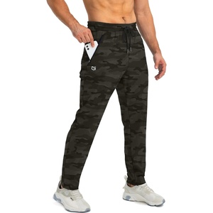 G Gradual Men’s Sweatpants with 3 Zipper Pockets Tapered Joggers for Men(Green Camo)