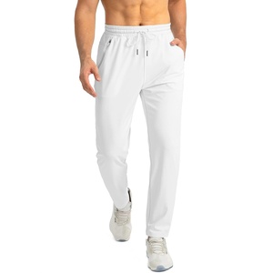 G Gradual Men’s Sweatpants with 3 Zipper Pockets Tapered Joggers for Men(White)