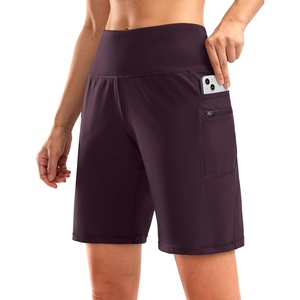 G Gradual Women’s 9″ Bermuda Long Shorts with Zipper Pockets(Wine)