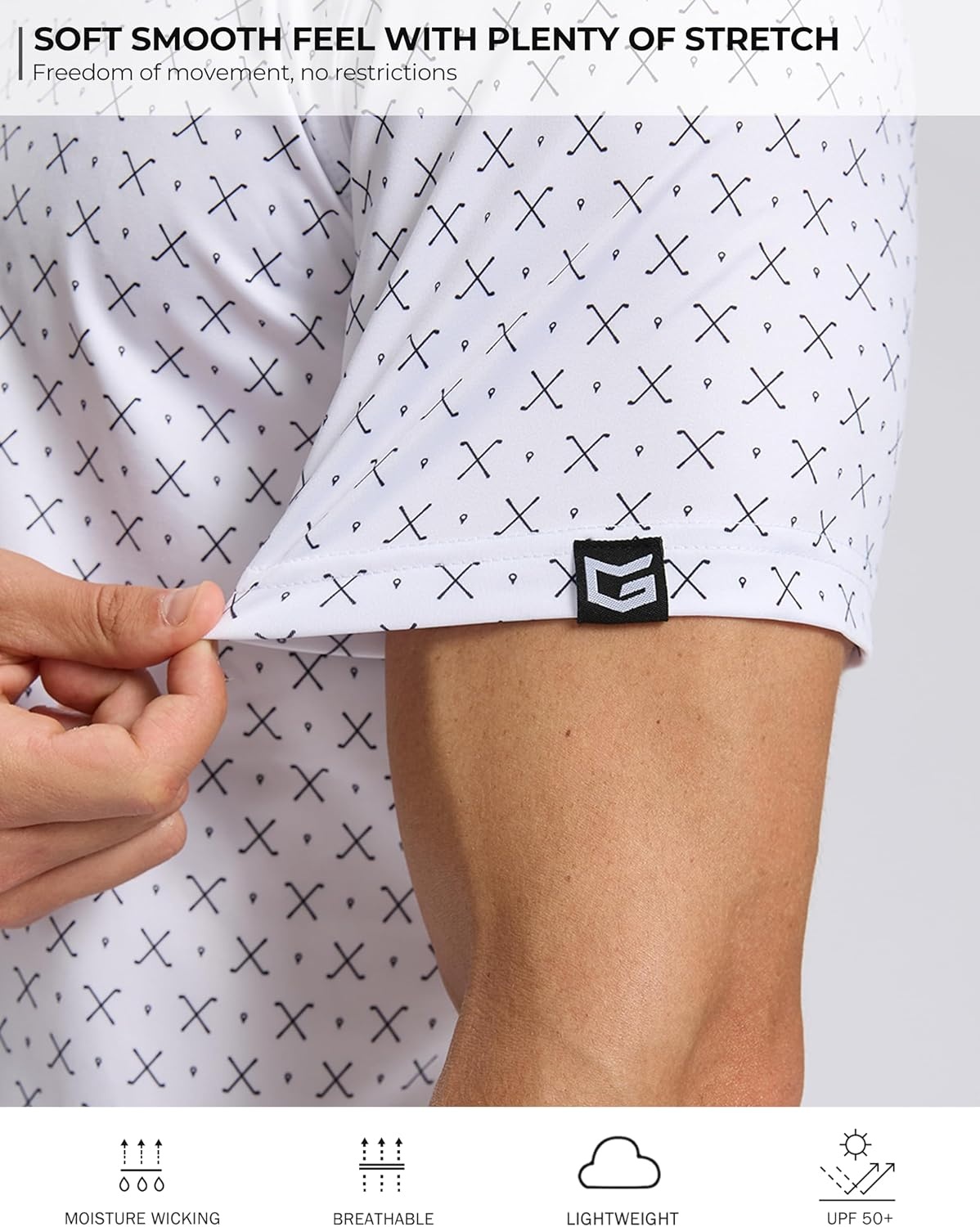 image:imageG Gradual Mens Golf Shirt Short Sleeve Print Polo Shirts for MenGolf Clubs White