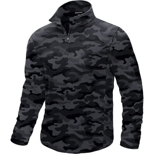 G Gradual Mens Quarter Zip Pullover Fleece with Zipper Pockets(Black Camo)