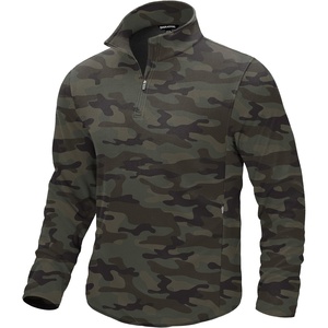 G Gradual Mens Quarter Zip Pullover Fleece with Zipper Pockets(Green Camo)