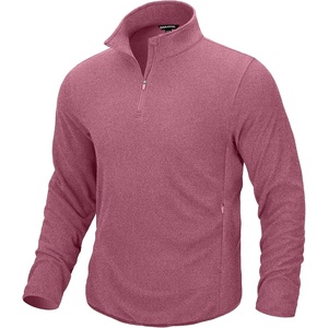 G Gradual Mens Quarter Zip Pullover Fleece with Zipper Pockets(Heather Rust Red)